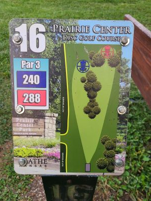 Prairie Center Park, Main course, Hole 16 Hole sign