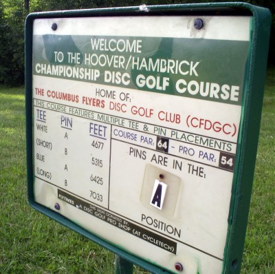 Brent Hambrick Memorial, Main course, Hole 1 Hole sign