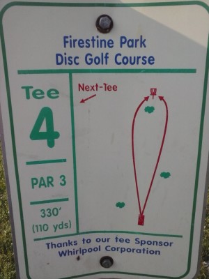 Firestine Park, Main course, Hole 4 Hole sign