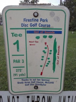 Firestine Park, Main course, Hole 1 Hole sign