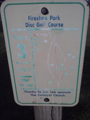 Firestine Park, Main course, Hole 3 Hole sign