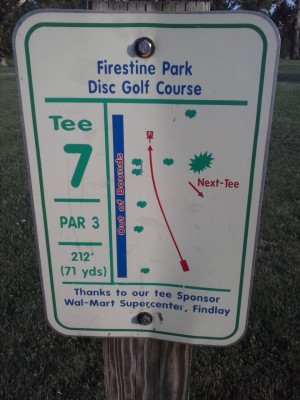 Firestine Park, Main course, Hole 7 Hole sign