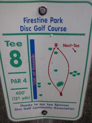 Firestine Park, Main course, Hole 8 Hole sign