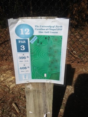 University of North Carolina, Main course, Hole 12 Hole sign