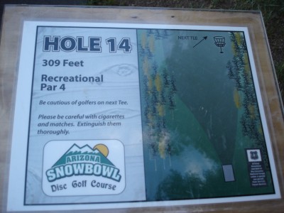 Arizona Snowbowl, Main course, Hole 14 Hole sign