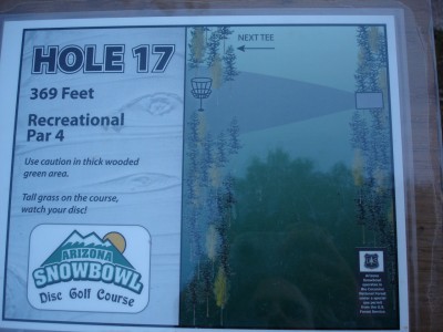 Arizona Snowbowl, Main course, Hole 17 Hole sign