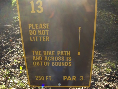 Big Creek State Park, Main course, Hole 13 Hole sign