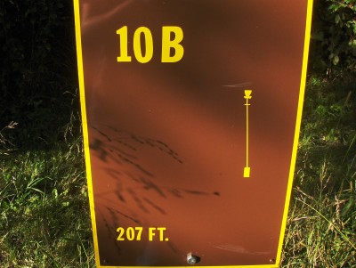 Big Creek State Park, Main course, Hole 10 Hole sign