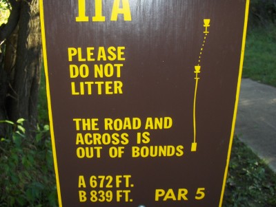 Big Creek State Park, Main course, Hole 11 Hole sign