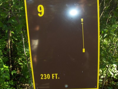 Big Creek State Park, Main course, Hole 9 Hole sign