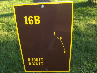 Big Creek State Park, Main course, Hole 16 Hole sign