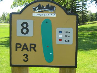 Nicholas Sheran Park, Main course, Hole 8 Hole sign