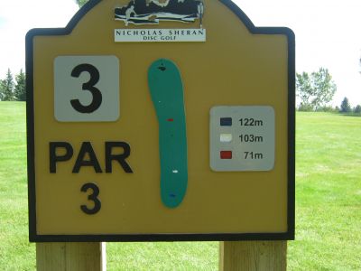 Nicholas Sheran Park, Main course, Hole 3 Hole sign