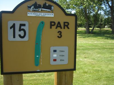 Nicholas Sheran Park, Main course, Hole 15 Hole sign