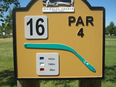 Nicholas Sheran Park, Main course, Hole 16 Hole sign