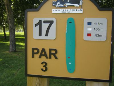 Nicholas Sheran Park, Main course, Hole 17 Hole sign