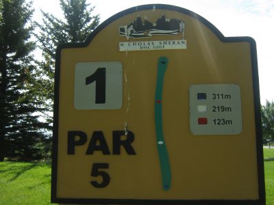 Nicholas Sheran Park, Main course, Hole 1 Hole sign