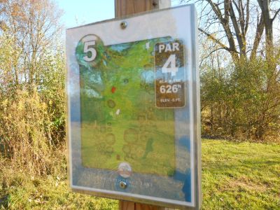 Independence Lake County Park, Red Hawk, Hole 5 Hole sign