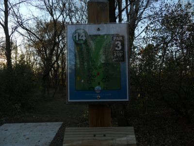 Independence Lake County Park, Red Hawk, Hole 14 Hole sign