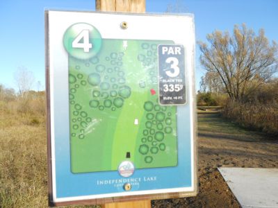 Independence Lake County Park, Red Hawk, Hole 4 Hole sign