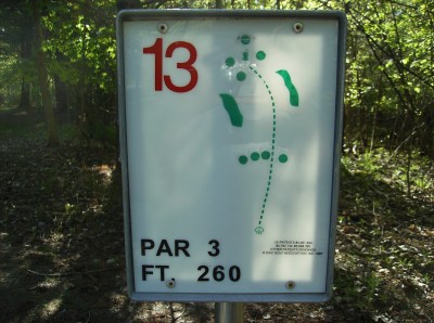 Sanford Lake Park, The Jungle, Hole 13 Hole sign