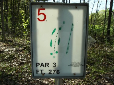 Sanford Lake Park, The Jungle, Hole 5 Hole sign