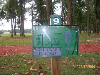 War Memorial Park, Main course, Hole 9 Hole sign