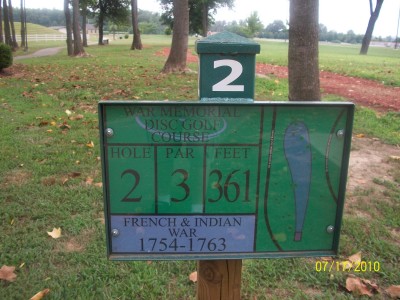 War Memorial Park, Main course, Hole 2 Hole sign