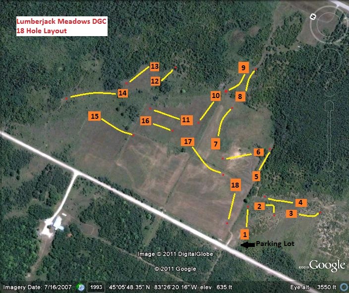 Hole 1 • Lumberjack Meadows DGC (Alpena, MI) Disc Golf Courses Disc