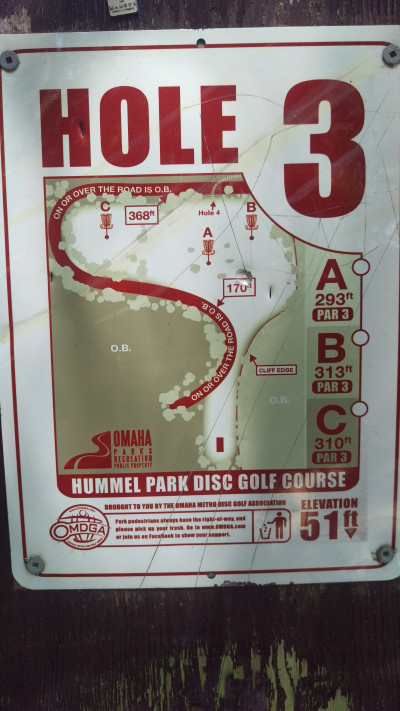 Hummel Park, Main course, Hole 3 Hole sign