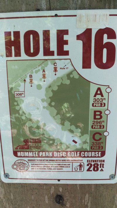 Hummel Park, Main course, Hole 16 Hole sign