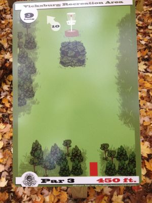 Vicksburg Recreation Area, Main course, Hole 9 Hole sign