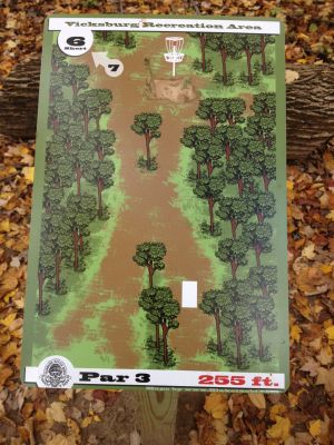 Vicksburg Recreation Area, Main course, Hole 6 Hole sign