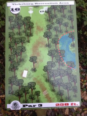 Vicksburg Recreation Area, Main course, Hole 16 Hole sign