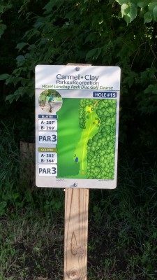 Hazel Landing Park, Main course, Hole 15 Hole sign