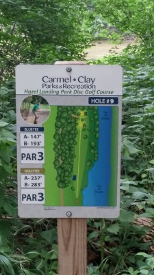 Hazel Landing Park, Main course, Hole 9 Hole sign