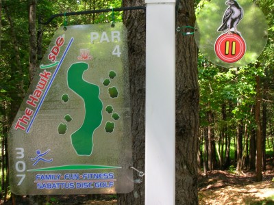 Sabattus DGC, Hawk, Hole 11 Hole sign