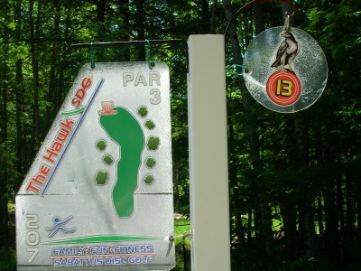 Sabattus DGC, Hawk, Hole 13 Hole sign