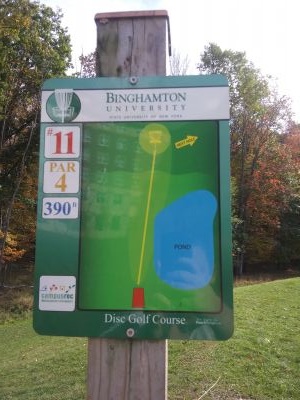 Binghamton University DGC, Main course, Hole 11 Hole sign