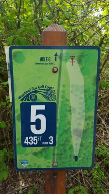 Wheatland DGC @ Willamette Mission State Park, Wheatland DGC, Hole 5 Hole sign