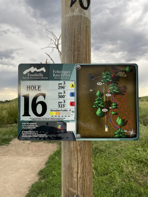 Fehringer Ranch, Main course, Hole 16 Hole sign