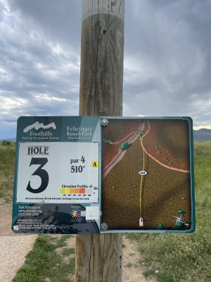 Fehringer Ranch, Main course, Hole 3 Hole sign