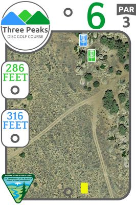 Three Peaks Recreation Area, Three Peaks, Hole 6 Hole sign