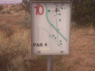 Arroyo Chamisos, Main course, Hole 10 Hole sign