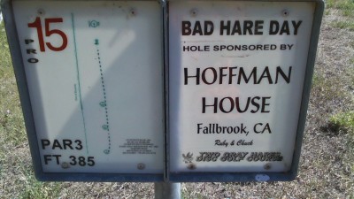 Two Gray Hares, Main course, Hole 15 Hole sign