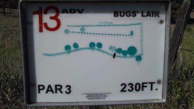 Two Gray Hares, Main course, Hole 13 Hole sign