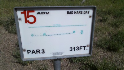 Two Gray Hares, Main course, Hole 15 Hole sign