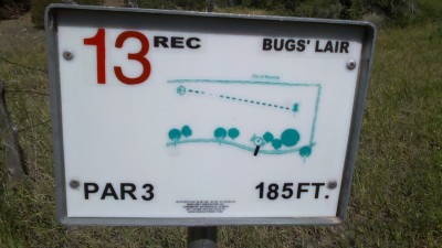 Two Gray Hares, Main course, Hole 13 Hole sign