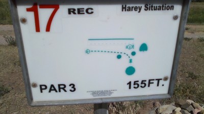 Two Gray Hares, Main course, Hole 17 Hole sign