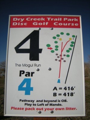 Dry Creek Trail Park, Main course, Hole 4 Hole sign